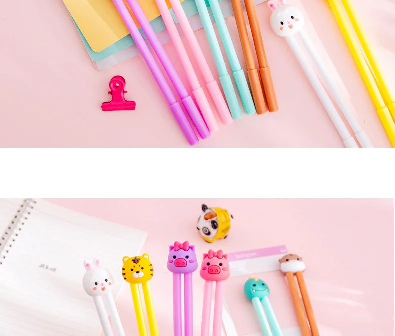 1 Set Cute Animal Creativity Kawaii Gel Pens for School Officel Supplies Gift Stationery 0.38mm Pen
