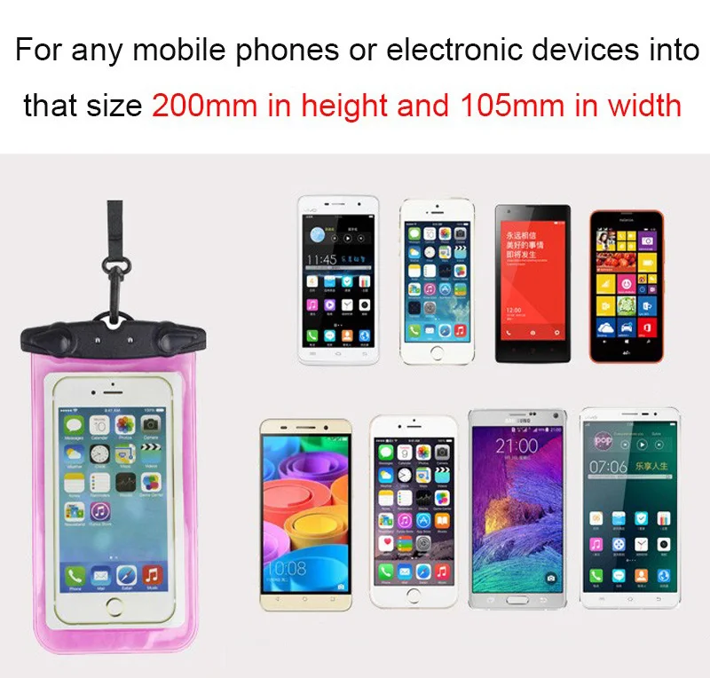 Водонепроницаемый чехол для плавания iPhone 7/6/5c/LG V20/g5/Moto g4/z/Xiaomi mi5/mi5s/redmi 3s/4/4X/pro/Meizu