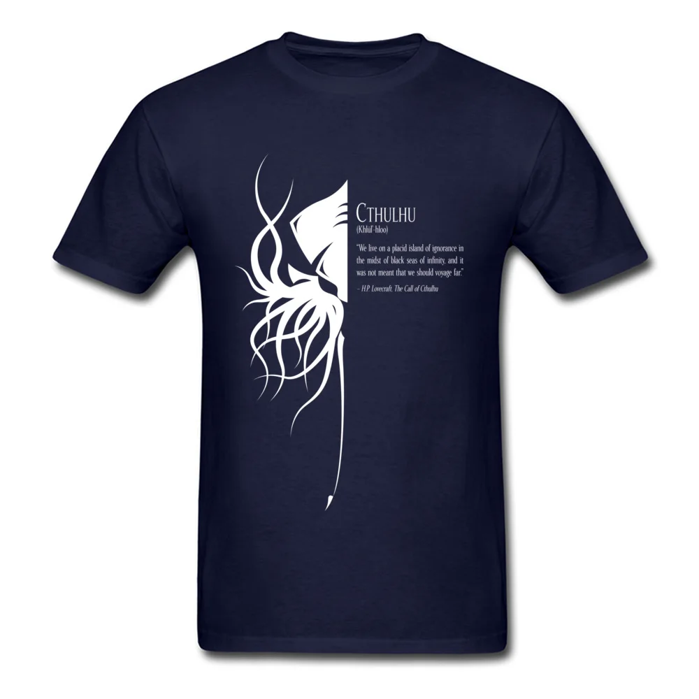 Cthulhu II Cotton Fabric Tshirts for Men Short Sleeve Print Tops Shirts 2018 Newest Mother Day Crew Neck T Shirt Comics Cthulhu II navy