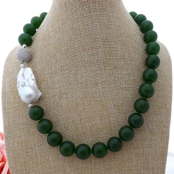 

N061207 19" 16MM Green White Keshi Pearl Necklace