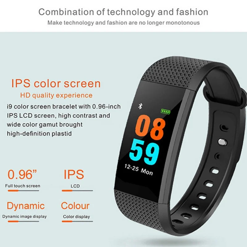 

I9 Smart Bracelet Strap Bluetooth Large Color Screen Exercise Blood Oxygen Real-Time Monitoring Bracelet Wristband