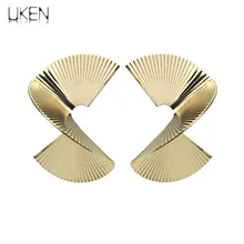 Трендовые панк Спиральные серьги-гвоздики из сплава, женские винтажные металлические массивные серьги золотого и серебряного цветов, ювелирные изделия UKEN
