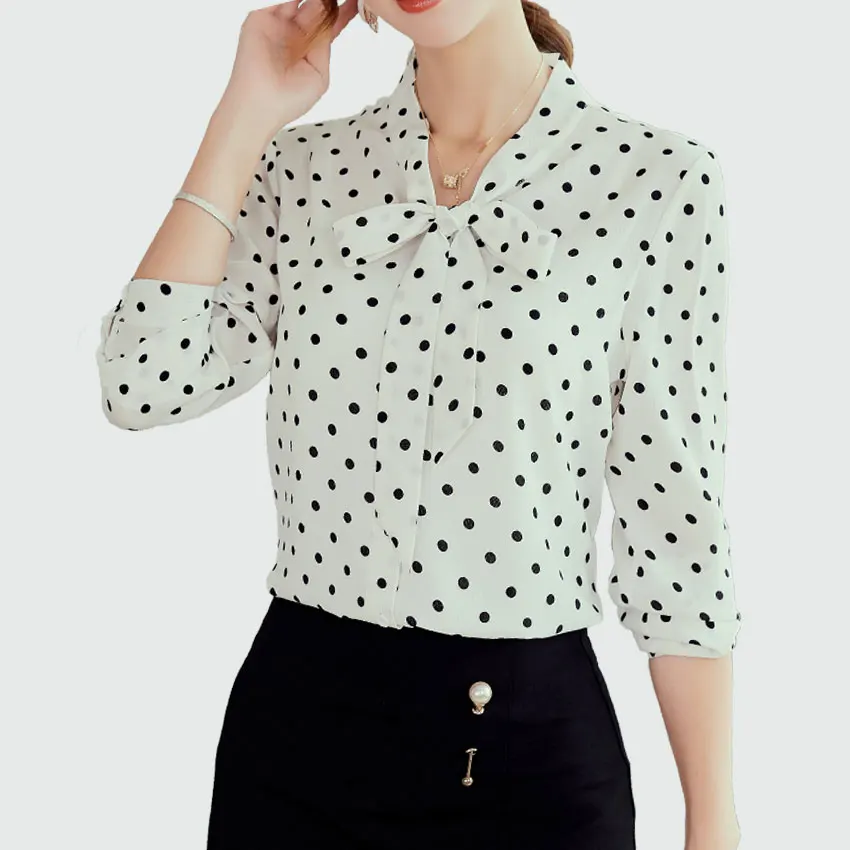Camisa Feminina Office Blouses 2018 Autumn Sweet Vintage