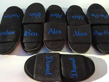 

personalized black wedding groom team birthday spa slippers day usher groomsman bestsman Bachelorette party favors company gifts