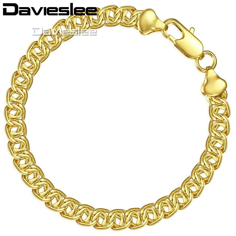 Davieslee женский браслет цепочка 585 цвет: желтый, белый однотонный цвет розовое золото улитка ссылка 7 мм браслет для Для женщин подарки 18 см 20 см 23 см LGB293A