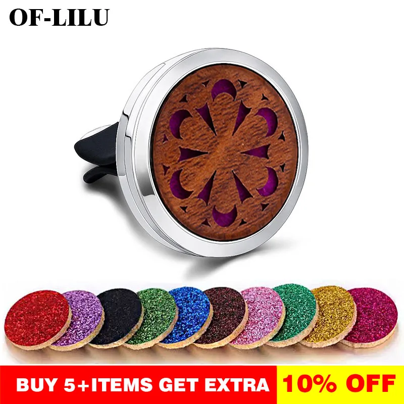

Wooden Pattern Detachable Car Air Vent Freshener Perfume Diffuser Clip Car Air Essential Oil Aroma Locket Send mat Free shipping