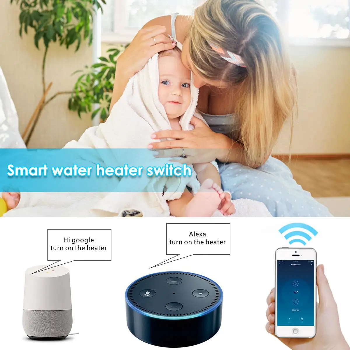 Teekar EU/UK Standard WiFi Boiler Water Heater Switch 4400W Ewelink App Remote Control Timer Voice Control Google Home Alexa