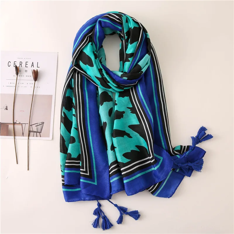

yishine High Quality Winter Autumn Green Leopard Prints Long Warm Scarf Shawls for Women Girl Wraps Scarves Big Shawl for Lady