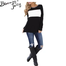 

Blooming Jelly Fleece Fabric Women Tops Black White Long Sleeves Blouses Blusas Femininas Blouses Fashion Elegant Tops 2017 New