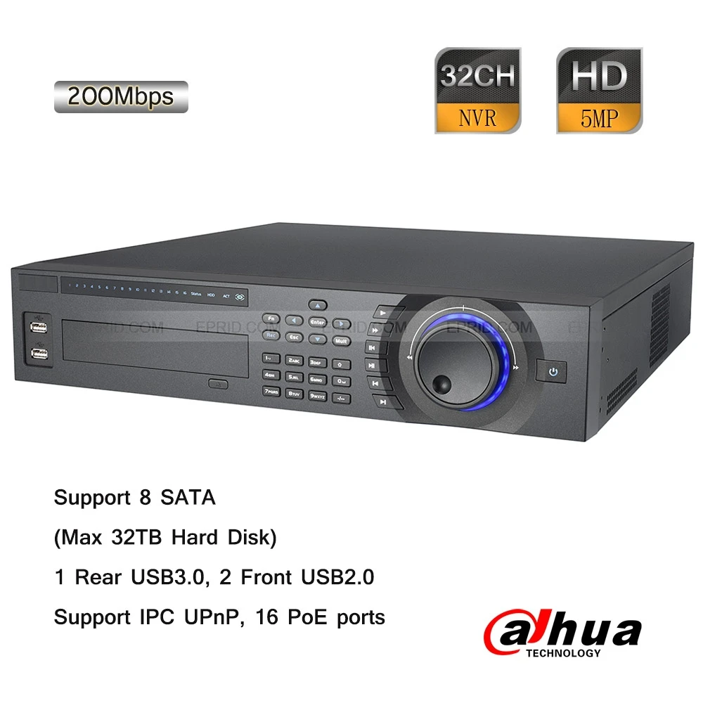 

Dahua 32CH NVR 16 POE 2U Case 8 SATA 1080P 200Mbps Gigabit RJ45 Android IOS
