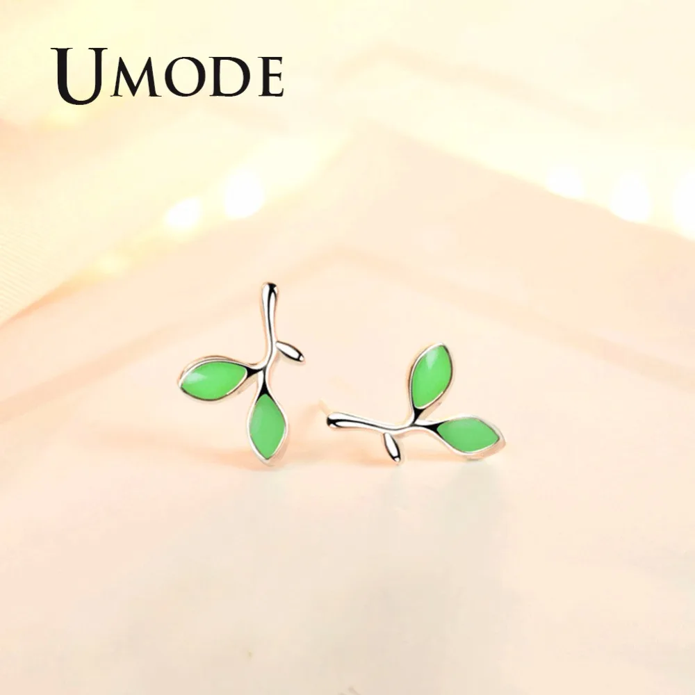 UMODE Simple Tiny Leaves Small Women Stud Earrings Fashion Luxury Design Korean Girl Jewelry Accessories boucle d'oreille UE0422
