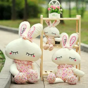 

Candice guo! Super cute plush toy cartoon love rabbit wearing flower cloth floral soft stuffed doll birthday Christmas gift 1pc