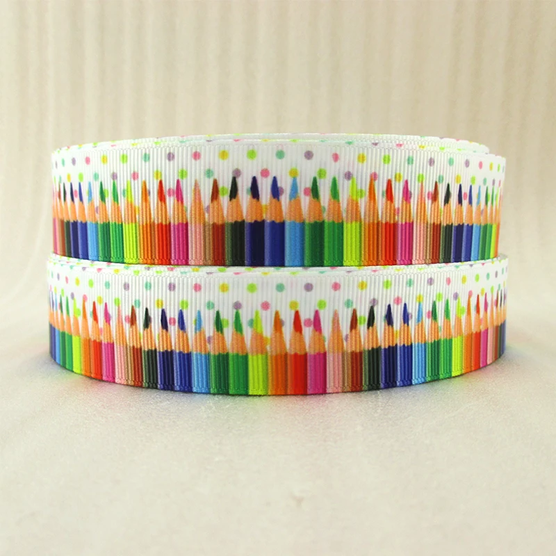 

New 5Y 1"(25mm) Back to school Pencil Printed Grosgrain Ribbon 5 yards, DIY sewing Clothing, Wrap Gift Giving,5Yc1143