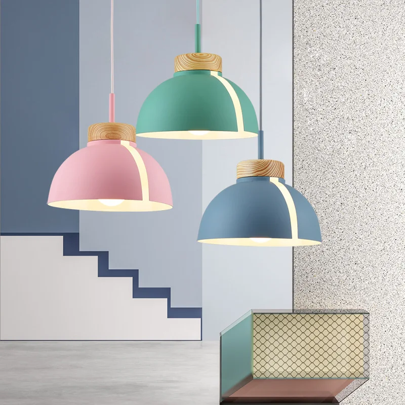 

Nordic Pendant Light Woden Pendant Lamp For Home Lighting Modern Hanging Lamp Aluminum Lampshade LED Bulb Kitchen Light E27