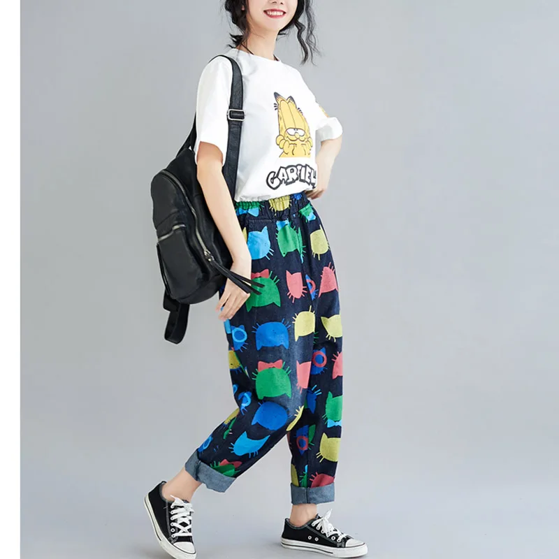 THHONE 2019 Spring Summer High Waist Jeans Women Denim Pants Harem Casual Trousers Print Plus Size Women Jeans Pants Femme Mujer THHONE 2019 Spring Summer High Waist Jeans Women Denim Pants Harem Casual Trousers Print Plus Size Women Jeans Pants Femme Mujer