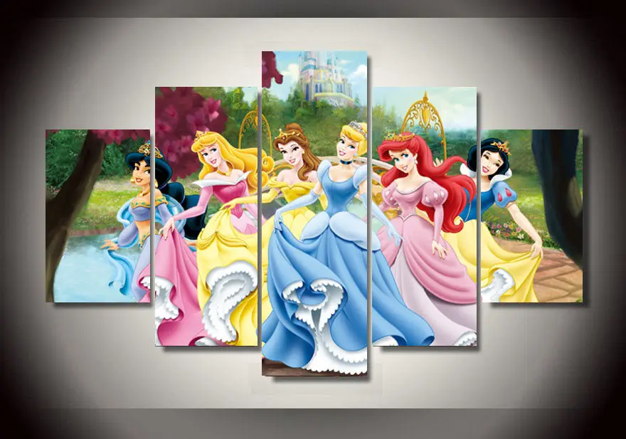

Unframed Printed cartoon Princess Painting wall art children's room decor print poster picture canvas Free shipping