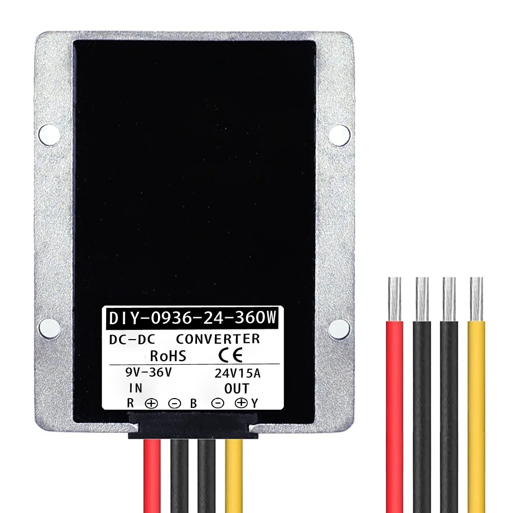 9 V-36 V-24 V макс 25A преобразователь постоянного тока Регулятор Редуктор Напряжение стабилизатор шаг вверх вниз Тип CE по ограничению на использование опасных материалов в производстве Водонепроницаемый IP67 12V 24V T 24V - Цвет: 9V-36V TO 24V 360W