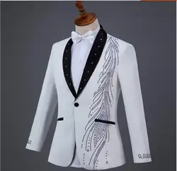 Новая мода блестками костюм Для Мужчин's хоровой свадебное торжественное платье сценические костюмы куртка производительность Костюмы