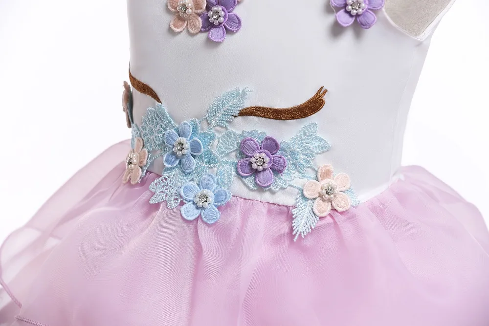 Kids unicorn dress for girls lyayered embroidery fancy ball 