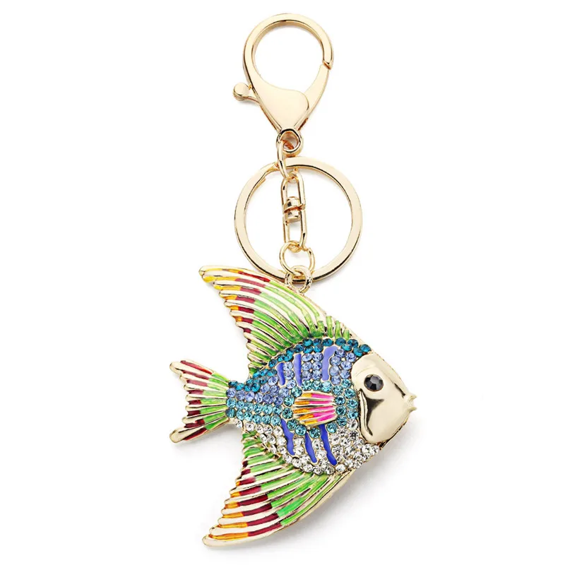 Dalaful тропический брелок рыбка брелки разноцветный Эмаль Кристалл Золотая рыбка Брелки держатель сумка Подвеска для автомобиля K366