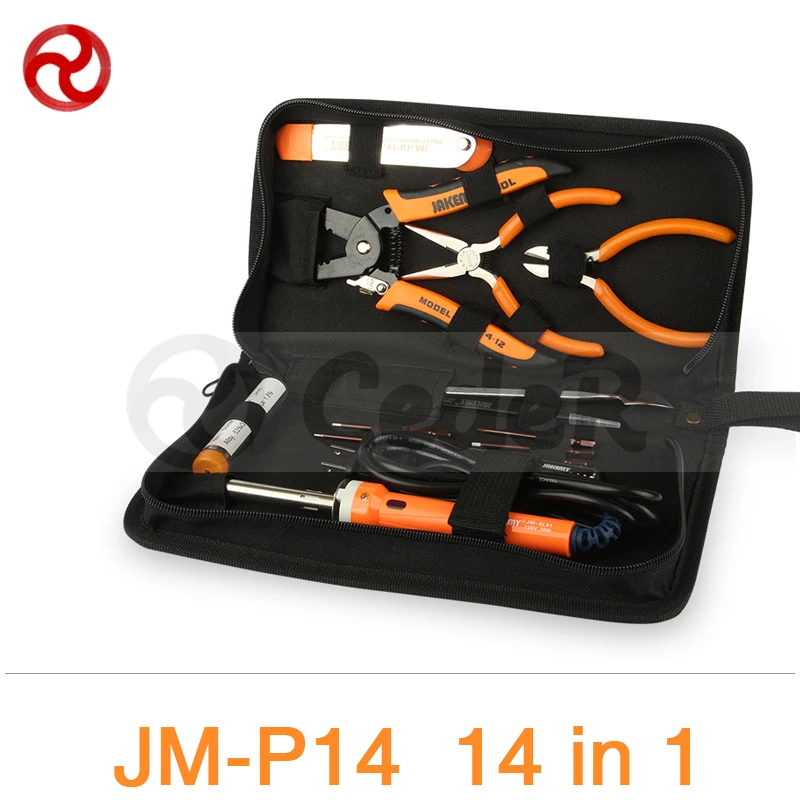 

JAKEMY 14 in 1 Portable Repairing Tools Set Soldering iron/Metal Spudger/Pliers Herramienta Ferramenta Household Tool Set JM-P14