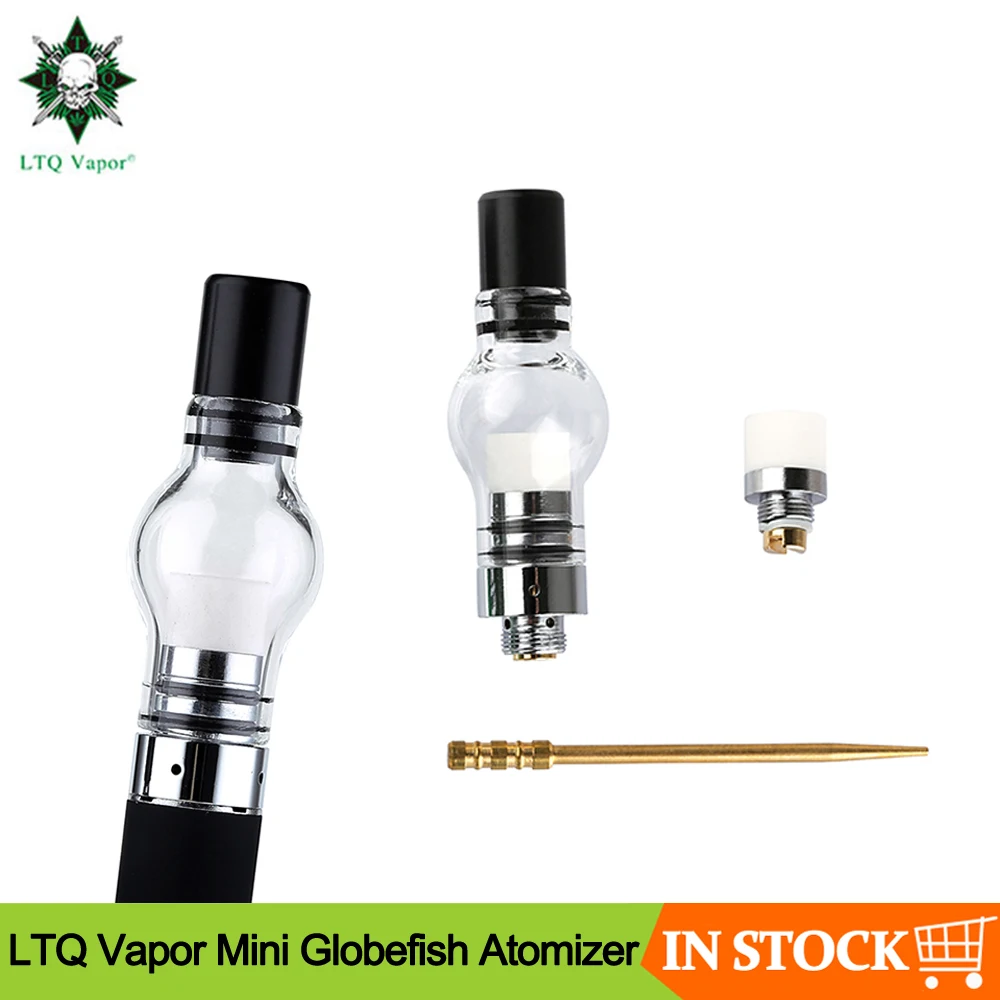 

Original LTQ Vapor Mini Globefish Atomizer Wax Tank Ceramic Heating Coil Glass Globe Atomizer 510 Thread For Globefish Vape Pen