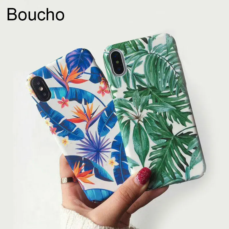Boucho для iPhone х чехол милый мультфильм банан завод листья шаблон телефона Чехлы 6 S 7