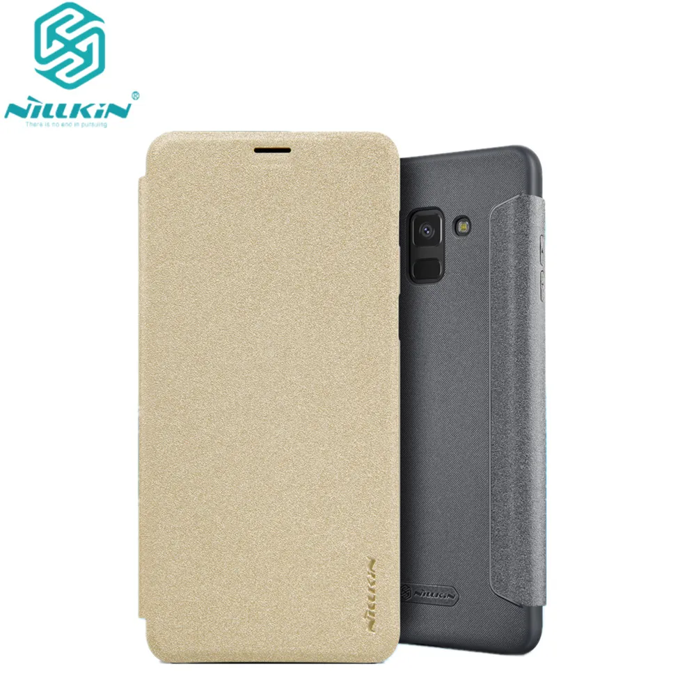 10 шт./лот чехол NILLKIN из блестящей кожи для Samsung Galaxy A8 2018 откидной Чехол