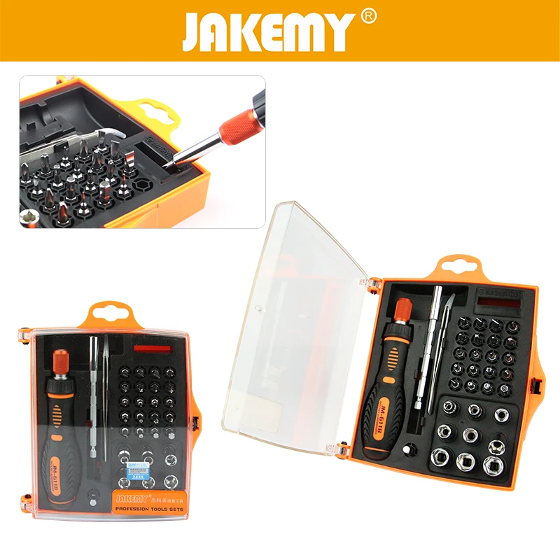 JAKEMY 33 in 1 Multi Tool Set Hand Tools Repair Tool Kit Precision Screwdriver Set Tool Box For Cell Phones Laptop Tablet PC HTC