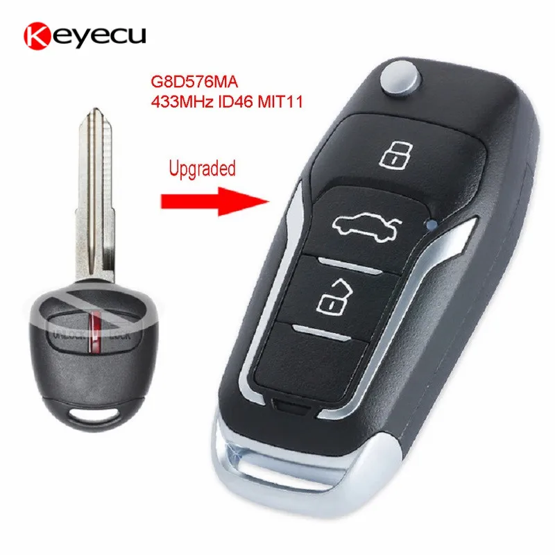 

Keyecu Replacement Upgraded Flip Remote Car Key Fob 433MHz ID46 for Mitsubishi Outlander 2006-2015 FCC ID:OUCG8D-576M-A