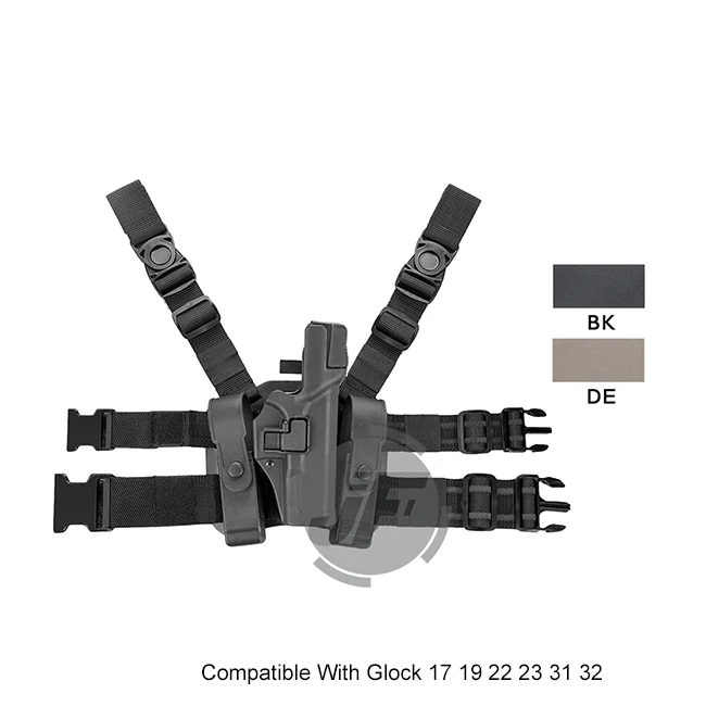 Тактический серпа сокрытие уровень 3 удержания Автоматическая блокировка обязанность правой падения ног бедра кобура для Glock 17 19 22 23 31 32