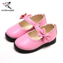HITOMAGIC обувь для девочек принцесса кожа Весна детская обувь для девочек Свадьба бант Белый Мода Новая мягкая детская обувь