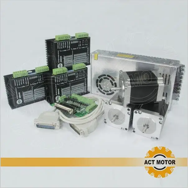 

ACT Motor 3Axis Nema23 Stepper Motor 23HS8430 4-Lead 270oz-in 76mm 3.0A Bipolar+Driver DM542 4.2A 50V 128Micro+Power US DE Free
