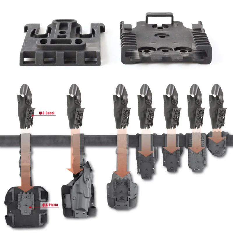 Комплект с системой быстрой фиксации QLS вилка с фиксатором и монтажной пластиной для тактической кобуры QLS кобура крепления с крепежным оборудованием