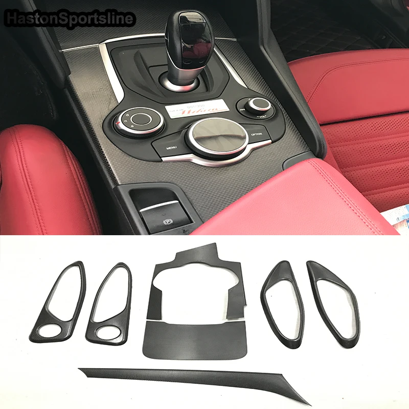 For Alfa Romeo Giulia Carbon Fiber Car Glove Boxes Trim Interior Door