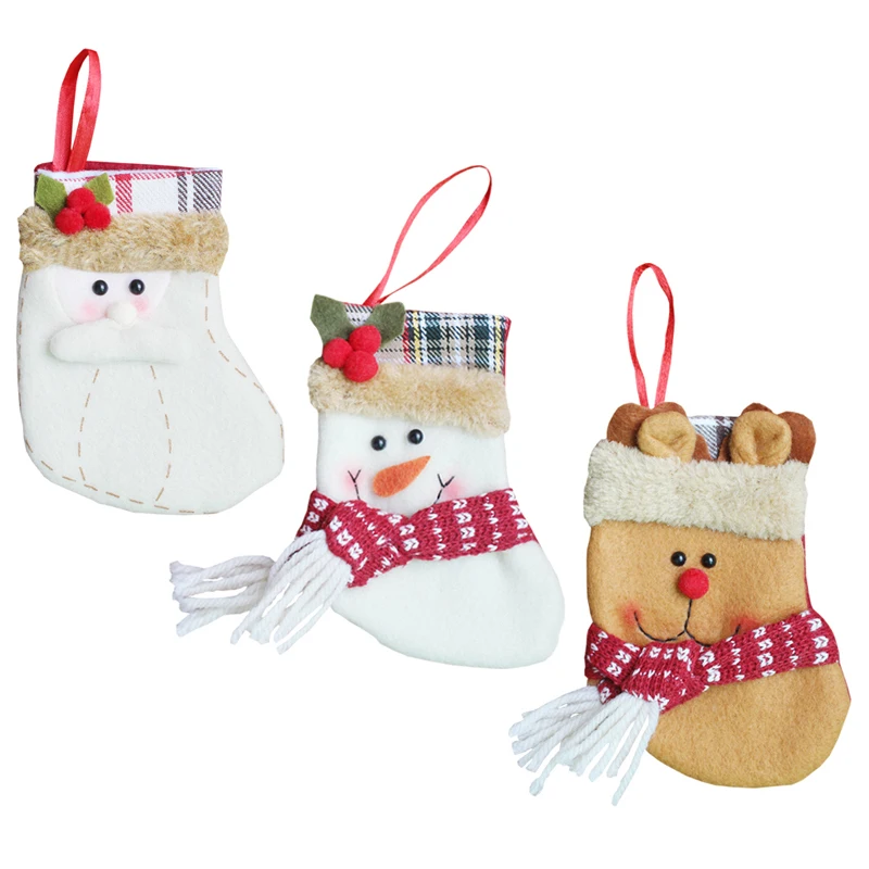 

New Year Xmas Tree Decor Festival Party Hanging Ornament Noel Decoration Christmas Stockings Santa Claus snowman Candy Gift Bag