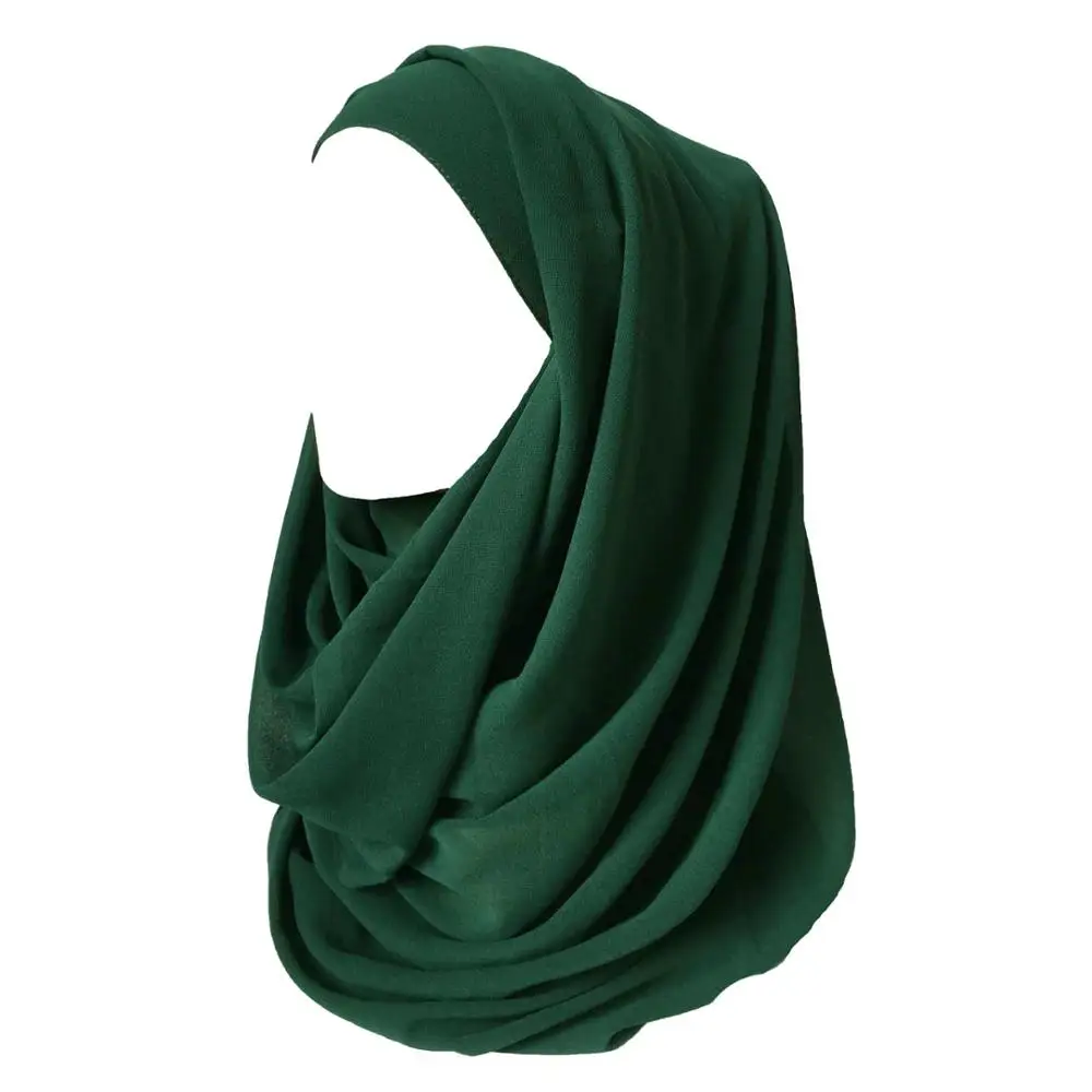 Высокое качество жемчуг пузырь шифон мусульманский хиджаб шарф платок однотонный цвет - Цвет: 39 jungle green