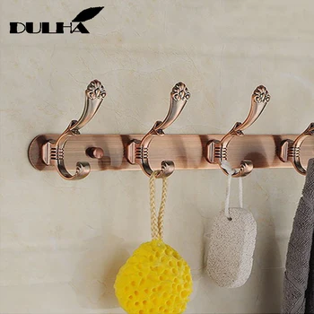 

Luxury Bathroom wall Robe 4 Hooks Decorative Metal Brass Antique Hook For Towel Coat Clothes Hanging Storage Rack Home Organizer