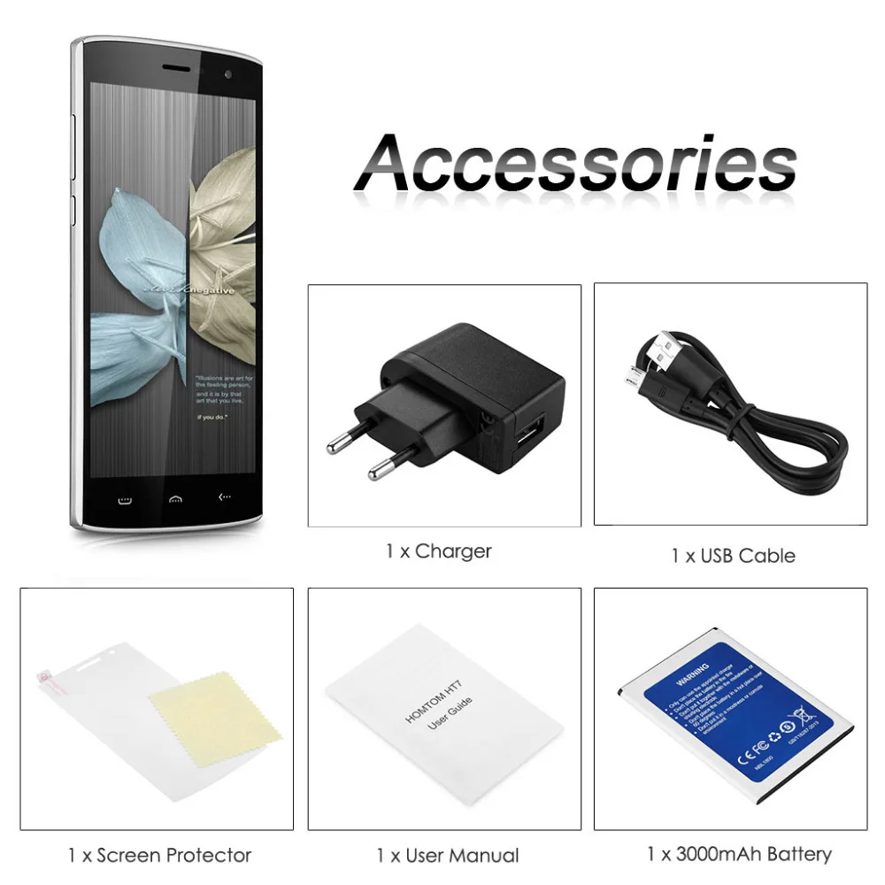 Оригинальный HOMTOM HT7 PRO 5 &quotHD 1280*720 Смартфон Android 1 Quad core Мобильный телефон MTK6735 2 ГБ + 16