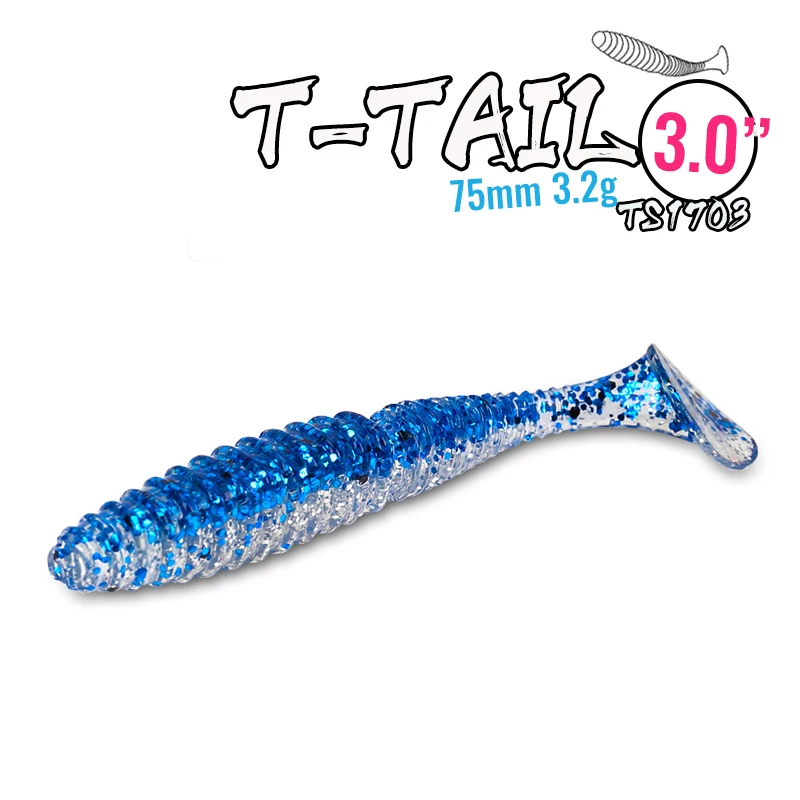 

NEW ARRIVAL TSURINOYA Fishing Lure TS1703 7.5cm 3.2g Artificial Soft Bait Luminous Bass 6pcs/bag
