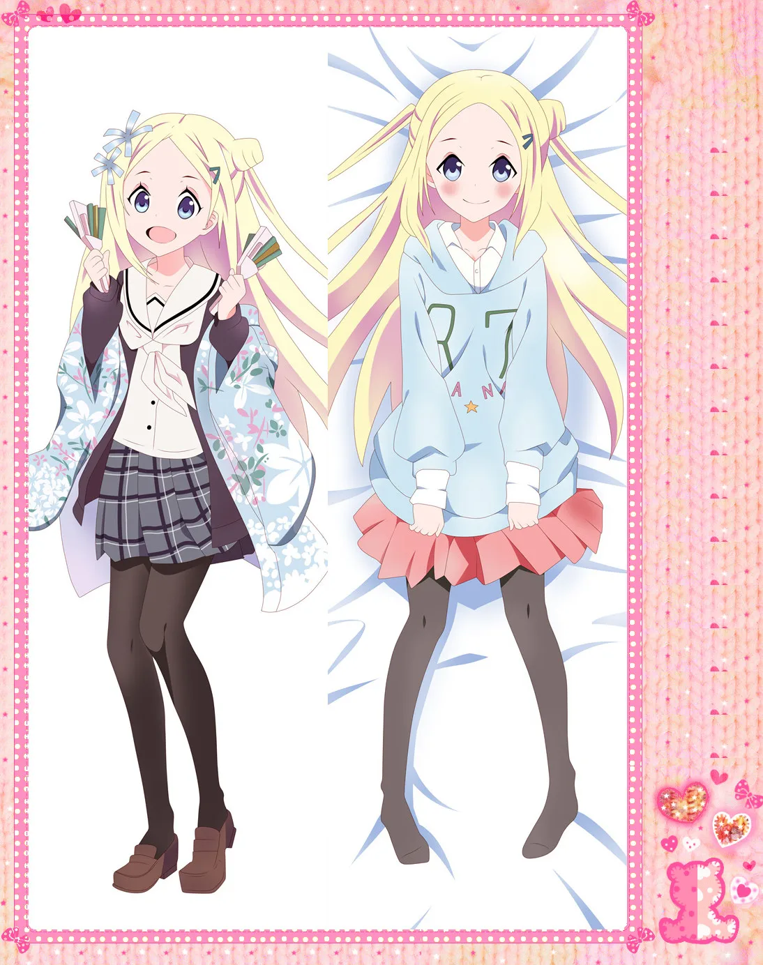 Anime Cartoon hanayamata Double Bolster Hugging Pillow Case Pillow