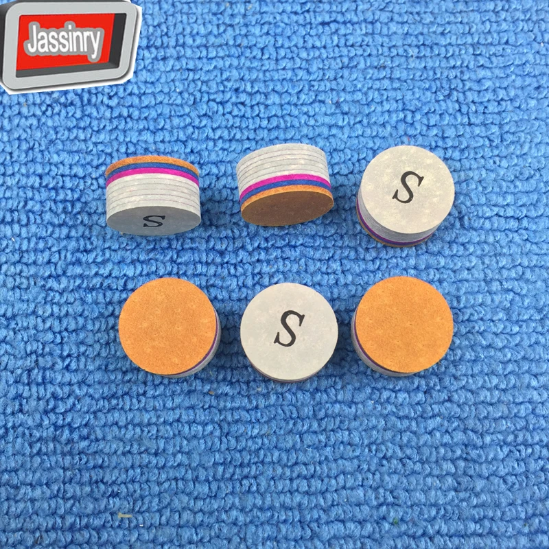 

free shipping 10pcs 14mm Pool Billiard cue tips 4color 9layers Billiards cue tips can customsize SS/S/M/H Billiards aceesorries