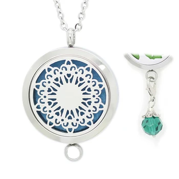 

2017 New Stainles Steel Flowers DIY 30mm Aromatherapy/Essential Oil Diffuser Perfume Locket Pendant (Without Chain/Pendant)