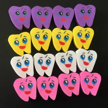 

100 pcs/bag Molar Shaped Tooth Rubber Erasers Dentist Dental Clinic School Great Gift