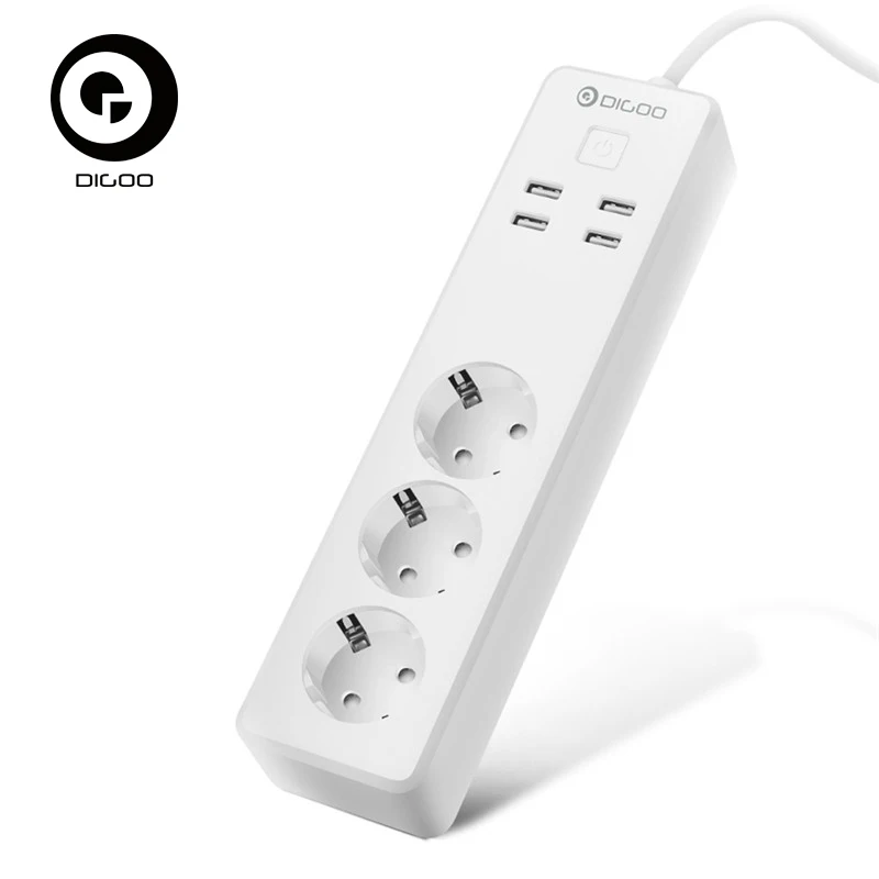 

DIGOO DG-PS01 EU Plug Smart Power Strip Work with Alexa Smart Home USB Port Remote Control Four Socket 2200W