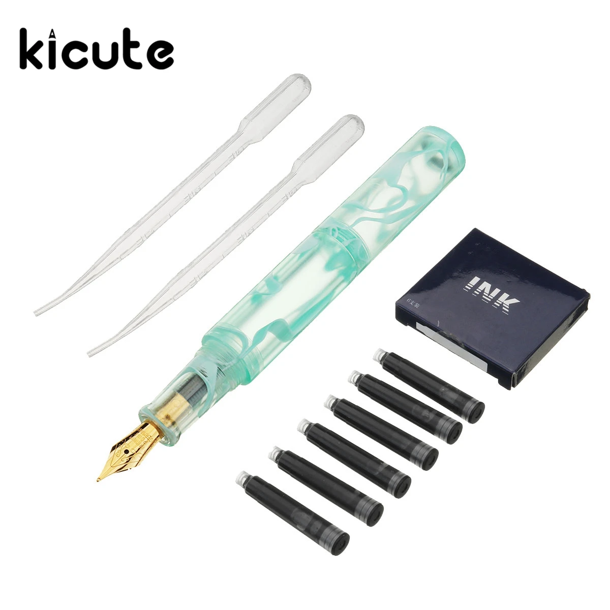 

KICUTE 1pcs 0.5mm Transparent Fountain Pen Fine Nib Special for Glitter Colorful Ink Office School Stationery Supplies