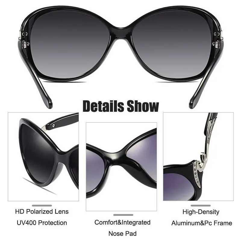 MYMARCH Hot Polarized Sunglasses Women Sunglasses UV400 Protection Fashion Sun Glasses With Rhinestone Sun Glasses Female 2019