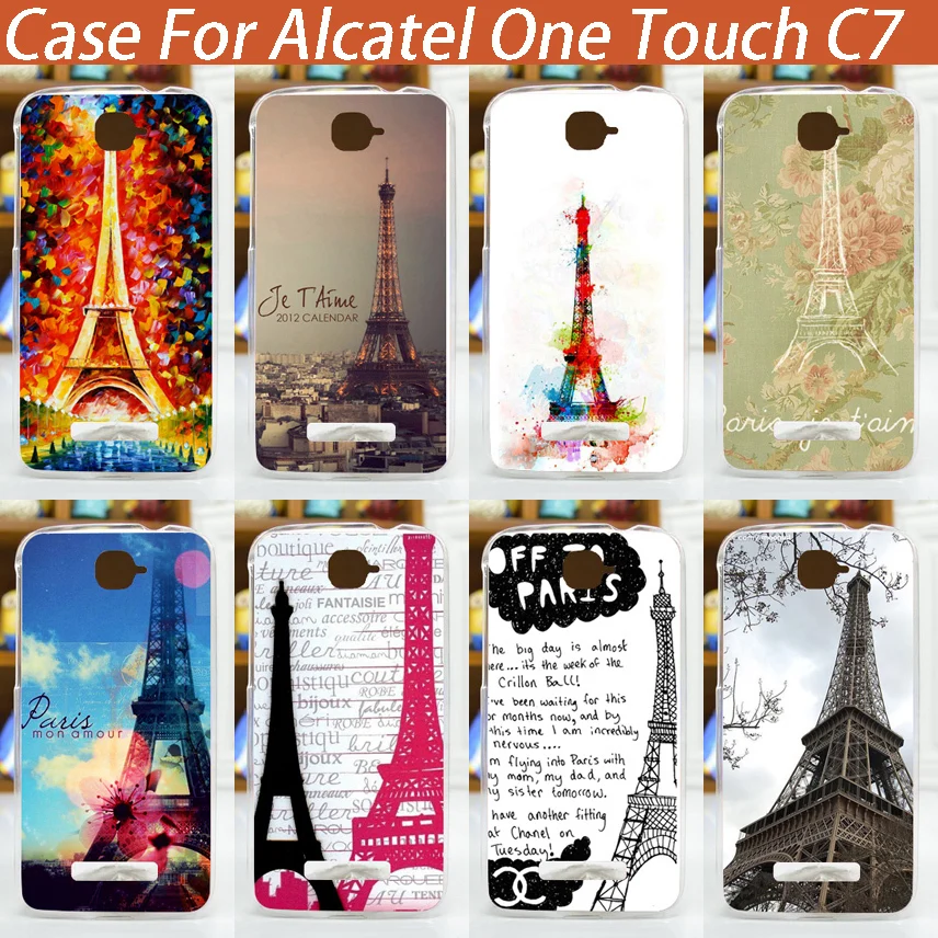 

Colorful Printed Eiffel Tower Case Cover Painted Case For Alcatel one touch c7 Phone Case Cover Shell