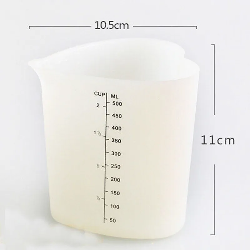 

1pc 500ML Silicone Measuring Cup With Double Scales Stir Pour Cupcake Flour Measuring Beaker For DIY Baking Kitchen Cake Tools