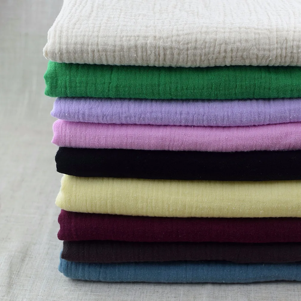 Natural 100 Cotton Double Crinkle Gauze Voile Fabric 135 cm width